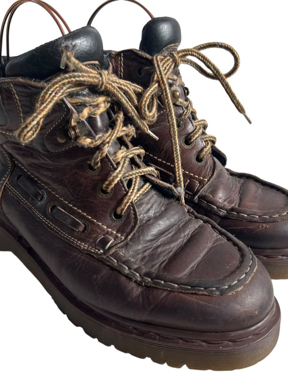Vintage Dr Martens boots oiled brown leather moc toe UK 8 US mens 9 lace up